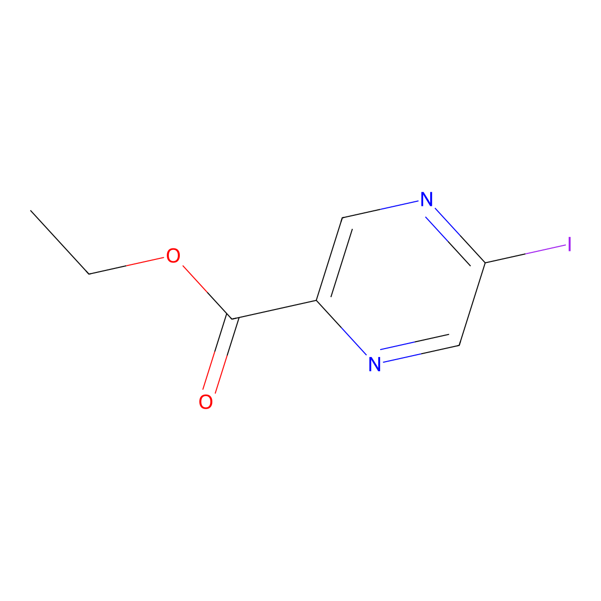 2-Pyrazinecarboxylic acid, 5-iodo-, ethyl ester molecular structure, CAS 1416575-48-8