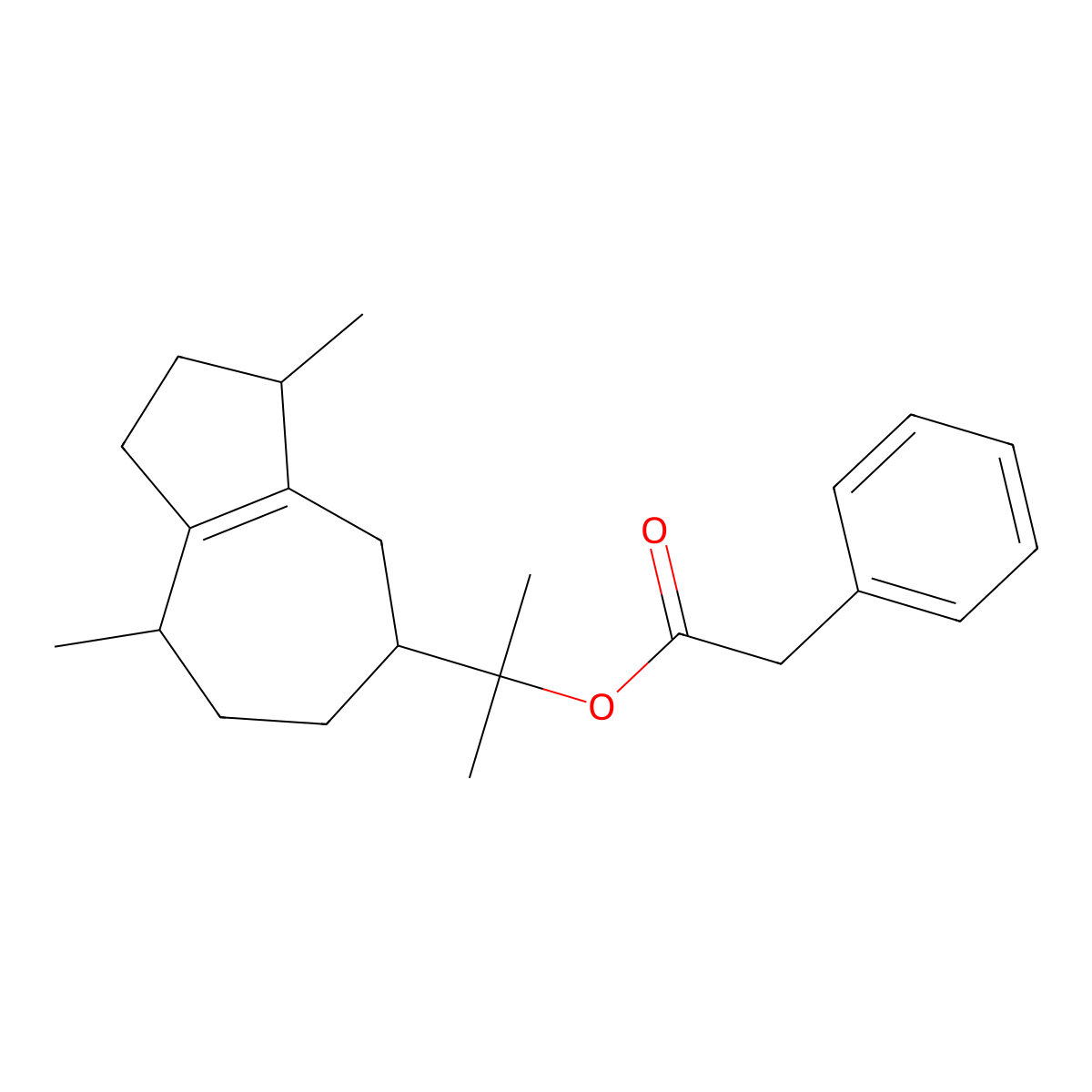 2-(3,8-Dimethyl-1,2,3,4,5,6,7,8-octahydroazulen-5-yl)propan-2-yl 2-phenylacetate molecular structure, CAS 14166-03-1