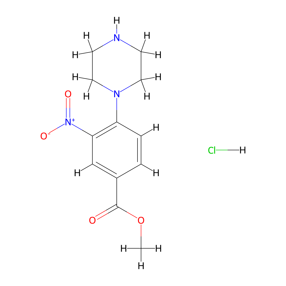 Methyl 3-nitro-4-piperazin-1-ylbenzoate;hydrochloride molecular structure, CAS 1416626-66-8