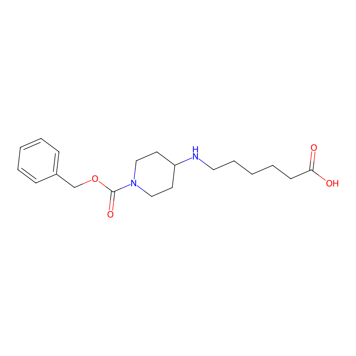 6-[(1-Phenylmethoxycarbonylpiperidin-4-yl)amino]hexanoic acid molecular structure, CAS 1416626-97-5