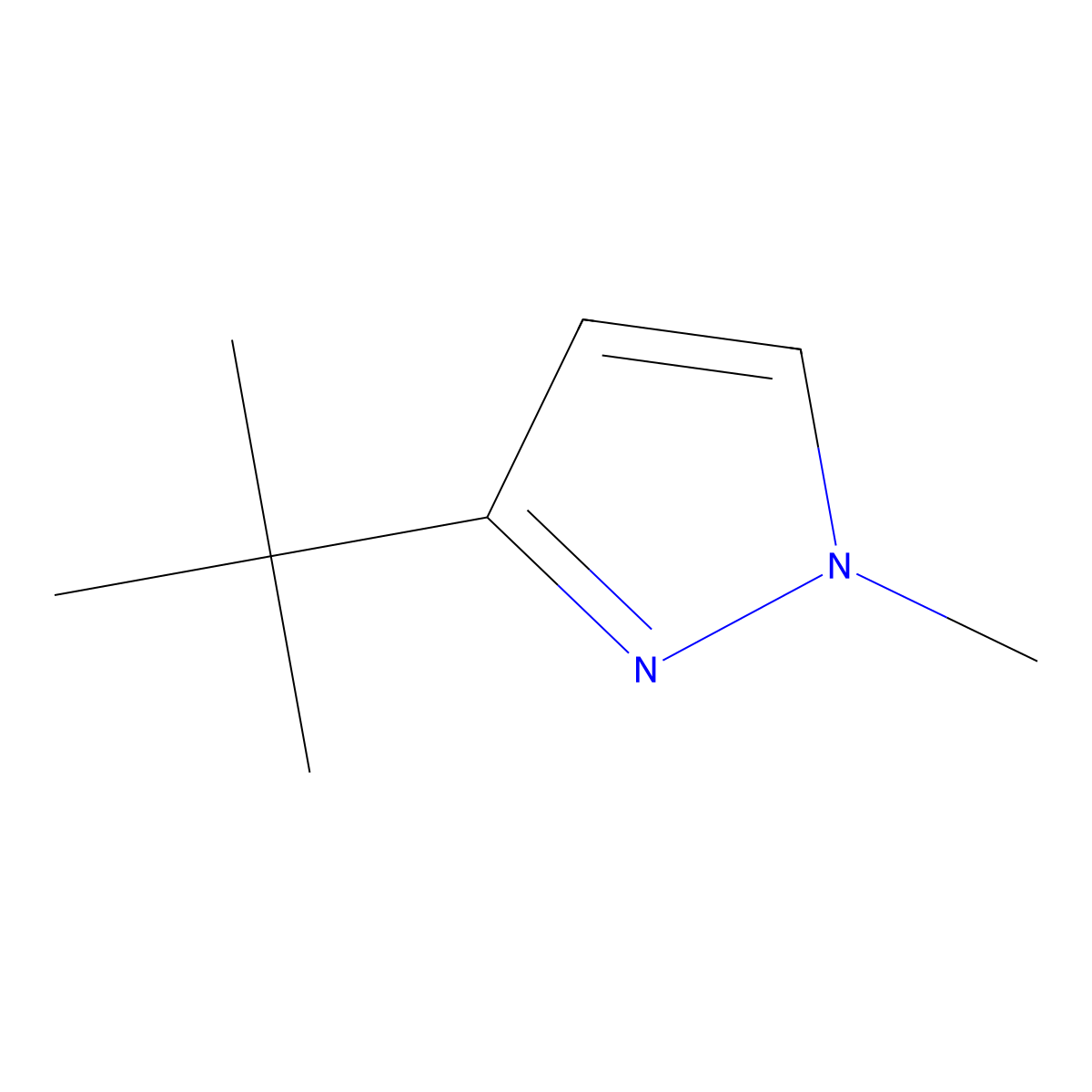 1-Methyl-3-t-butylpyrazole molecular structure, CAS 141665-16-9