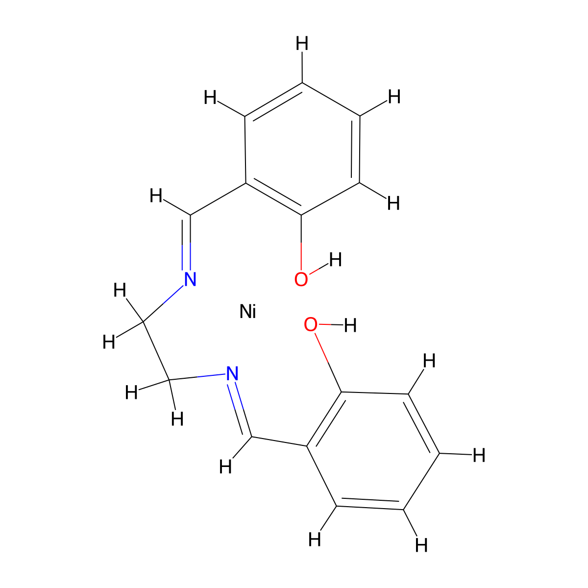N,N'-Bis(salicylidene)ethylenediaminonickel(II) molecular structure, CAS 14167-20-5