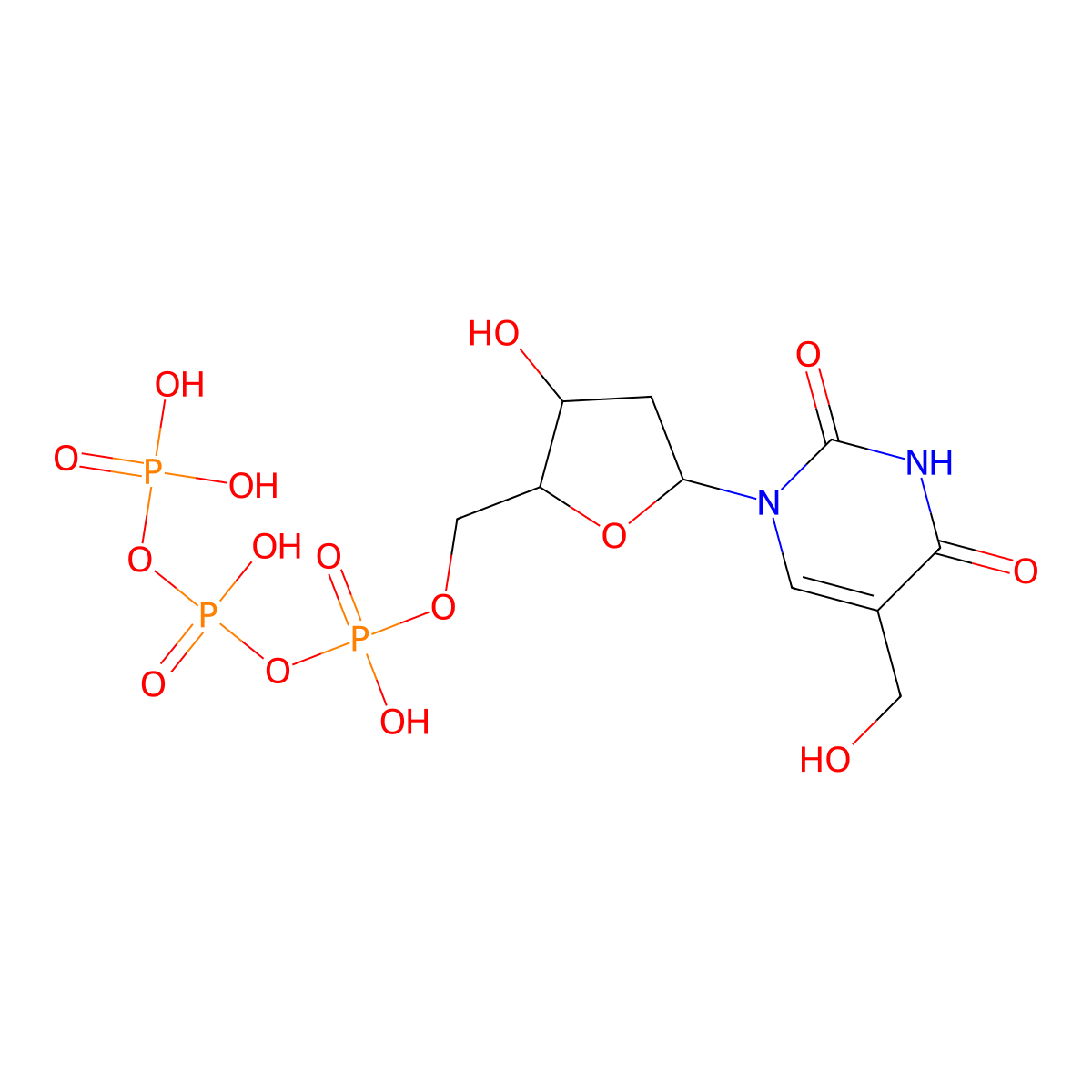 Hydroxymethyldeoxyuridine triphosphate molecular structure, CAS 14167-70-5