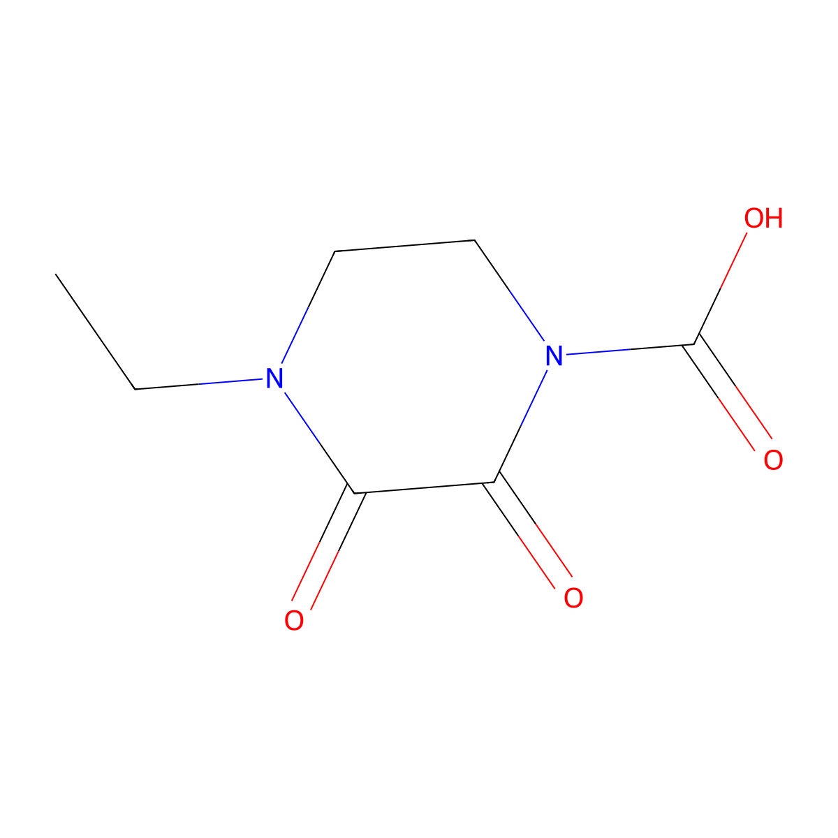 4-Ethyl-2,3-dioxopiperazine-1-carboxylic acid molecular structure, CAS 1416704-15-8