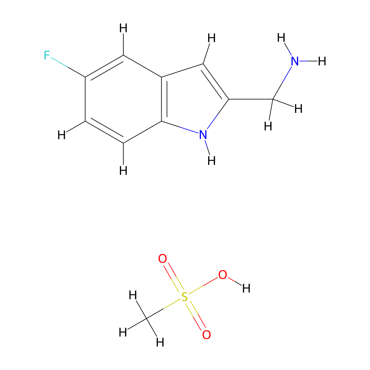 [(5-Fluoro-1H-indol-2-yl)methyl]amine methanesulfonate molecular structure, CAS 1416711-54-0