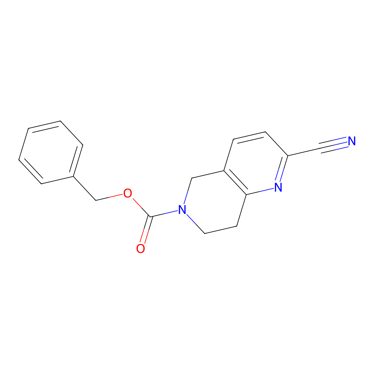 Benzyl 2-cyano-7,8-dihydro-1,6-naphthyridine-6(5H)-carboxylate molecular structure, CAS 1416712-45-2