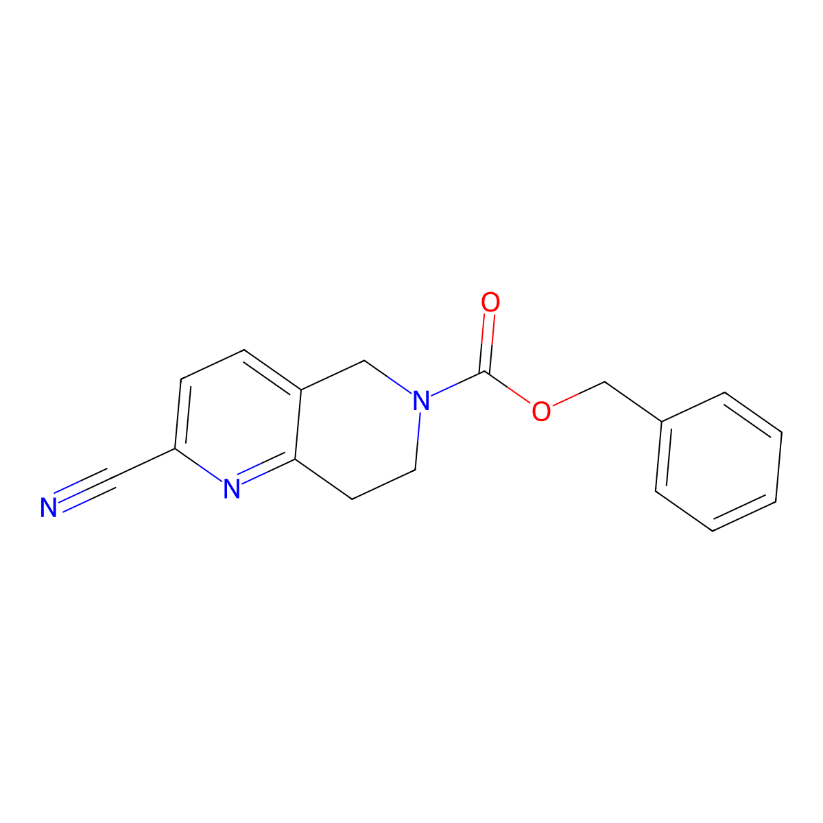 Benzyl 2-cyano-7,8-dihydro-1,6-naphthyridine-6(5H)-carboxylate molecular structure, CAS 1416712-45-2