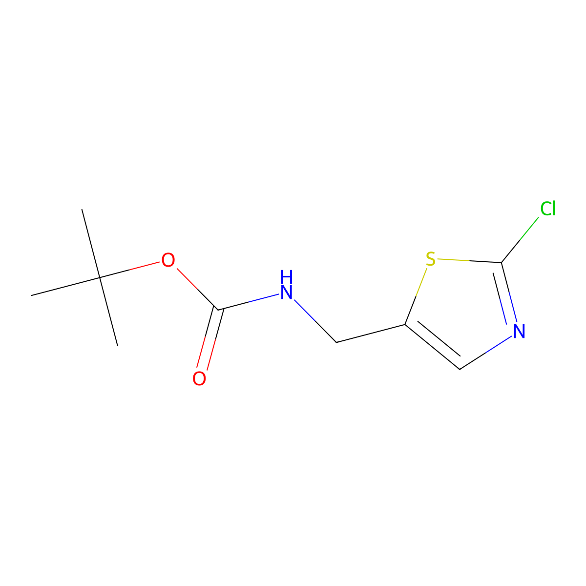 tert-butyl N-((2-chloro-1,3-thiazol-5-yl)methyl)carbamate molecular structure, CAS 1416712-48-5