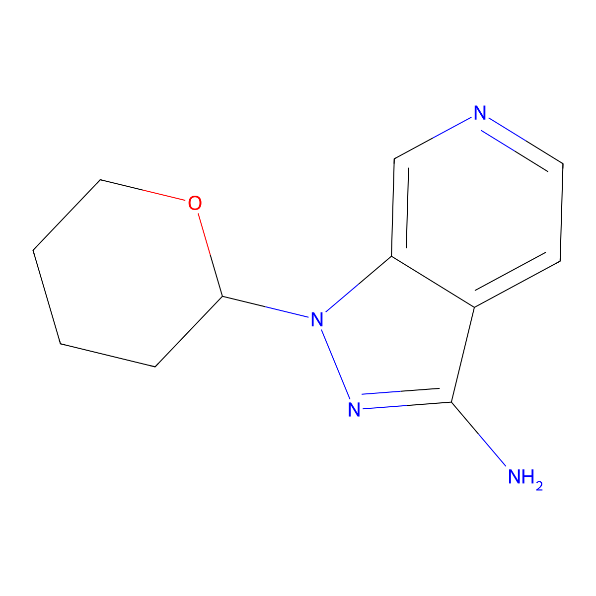 1-(Tetrahydro-2H-pyran-2-yl)-1H-pyrazolo[3,4-c]pyridin-3-amine molecular structure, CAS 1416712-70-3