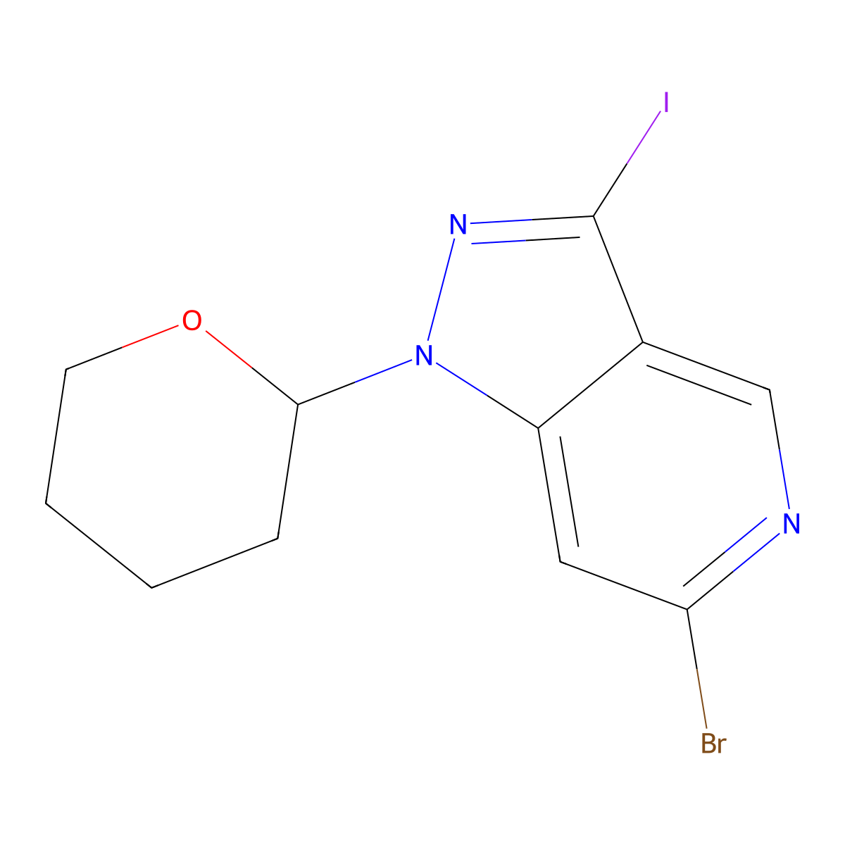 6-Bromo-3-iodo-1-(tetrahydro-2H-pyran-2-yl)-1H-pyrazolo[4,3-c]pyridine molecular structure, CAS 1416712-84-9