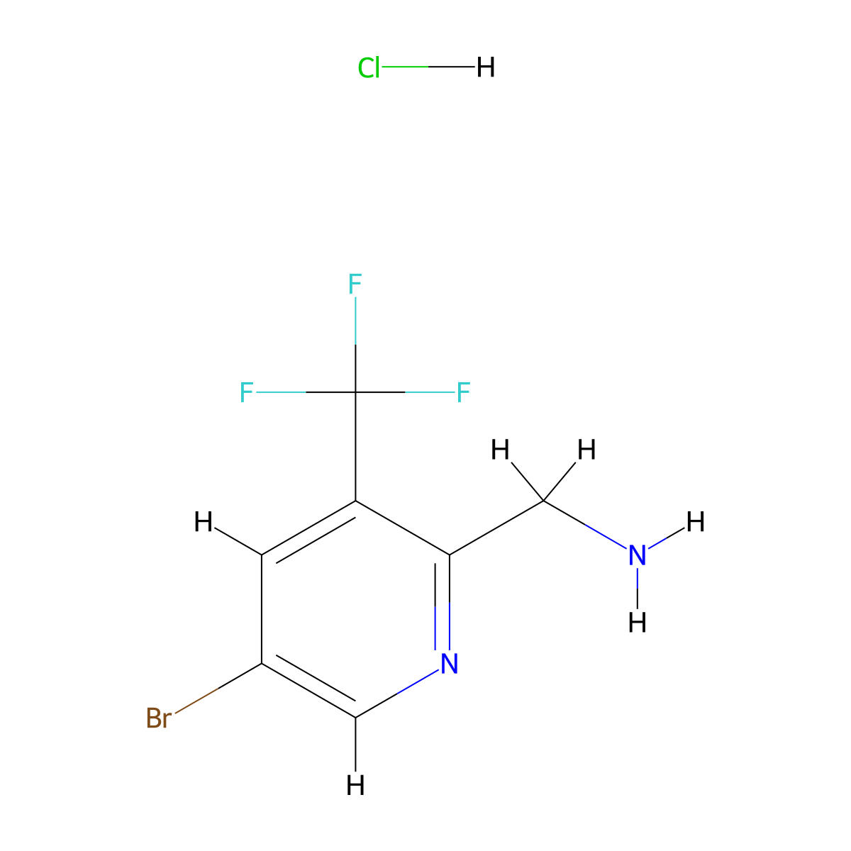 (5-Bromo-3-(trifluoromethyl)pyridin-2-yl)methanamine hydrochloride molecular structure, CAS 1416712-86-1