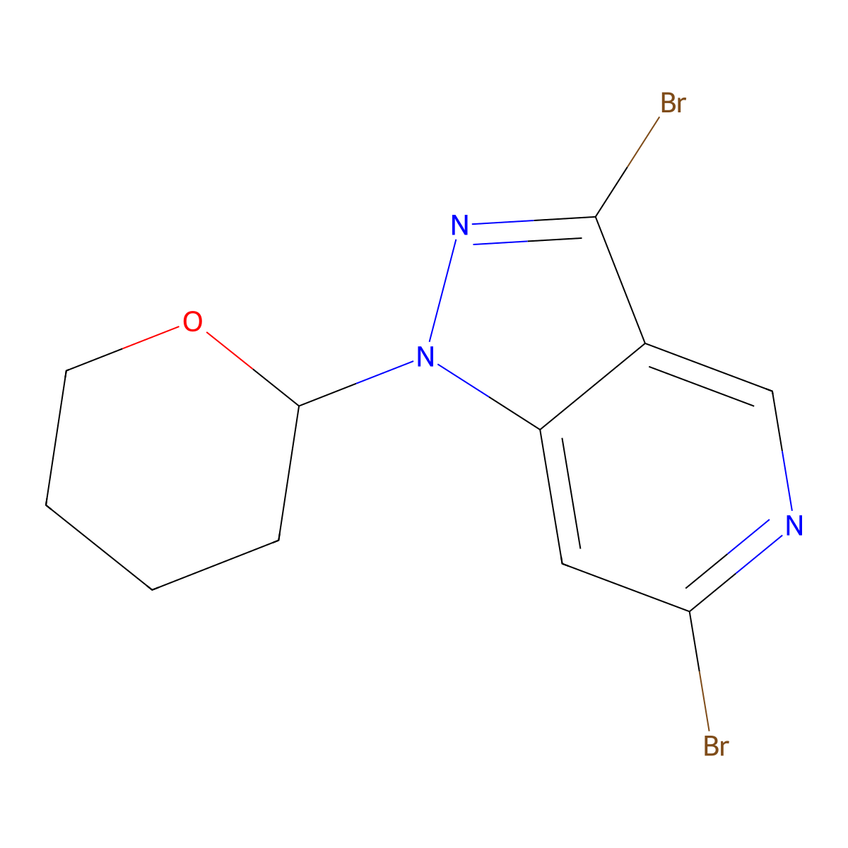 3,6-Dibromo-1-(tetrahydro-2H-pyran-2-yl)-1H-pyrazolo[4,3-c]pyridine molecular structure, CAS 1416712-92-9
