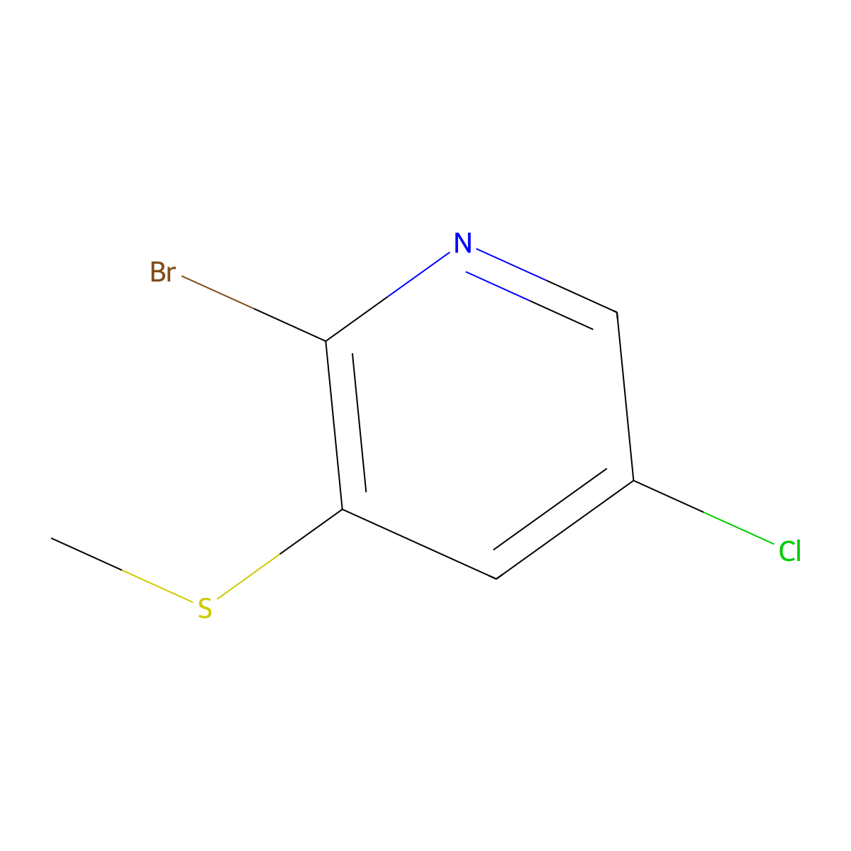 2-broMo-5-chloro-3-(Methylthio)pyridine molecular structure, CAS 1416713-05-7