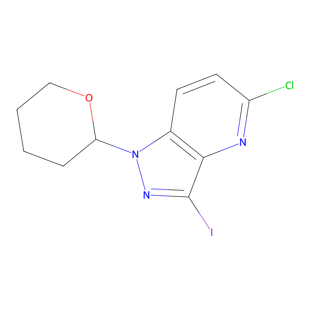 5-Chloro-3-iodo-1-(tetrahydro-2H-pyran-2-yl)-1H-pyrazolo[4,3-b]pyridine molecular structure, CAS 1416713-15-9