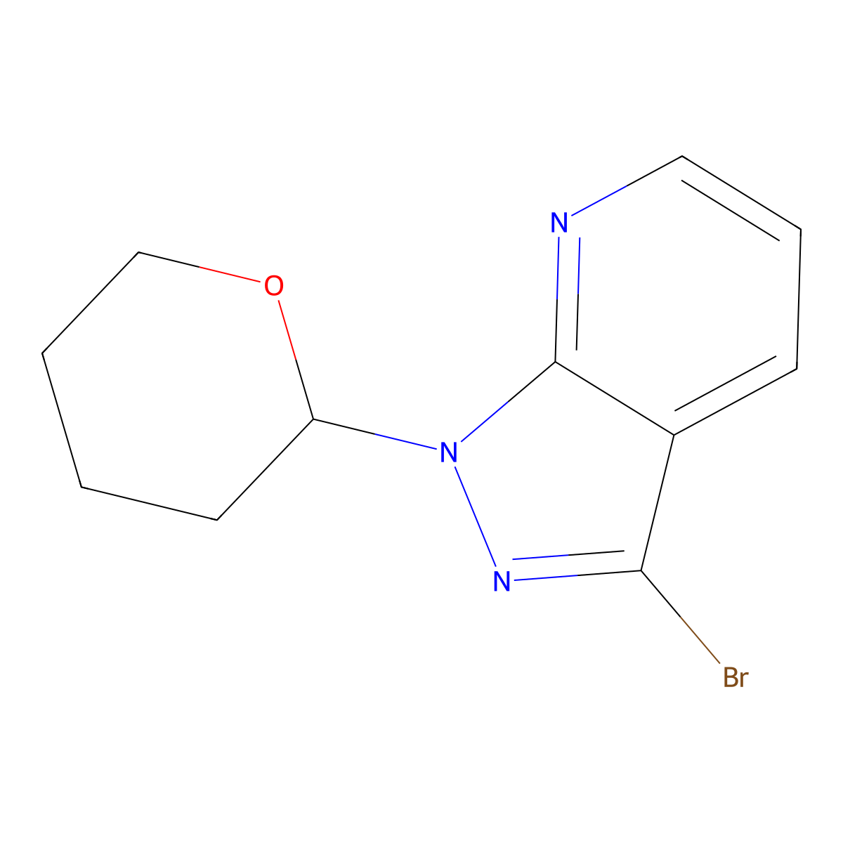 3-Bromo-1-(tetrahydro-2H-pyran-2-yl)-1H-pyrazolo[3,4-b]pyridine molecular structure, CAS 1416713-33-1