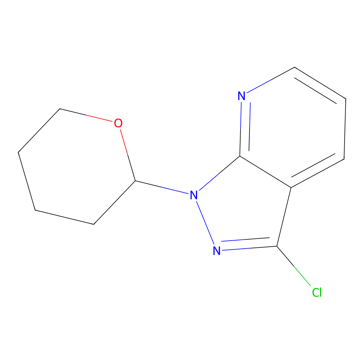 3-chloro-1-(oxan-2-yl)-1H-pyrazolo[3,4-b]pyridine molecular structure, CAS 1416713-35-3