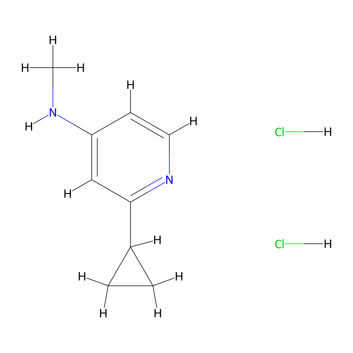 2-Cyclopropyl-N-methylpyridin-4-amine dihydrochloride molecular structure, CAS 1416713-58-0