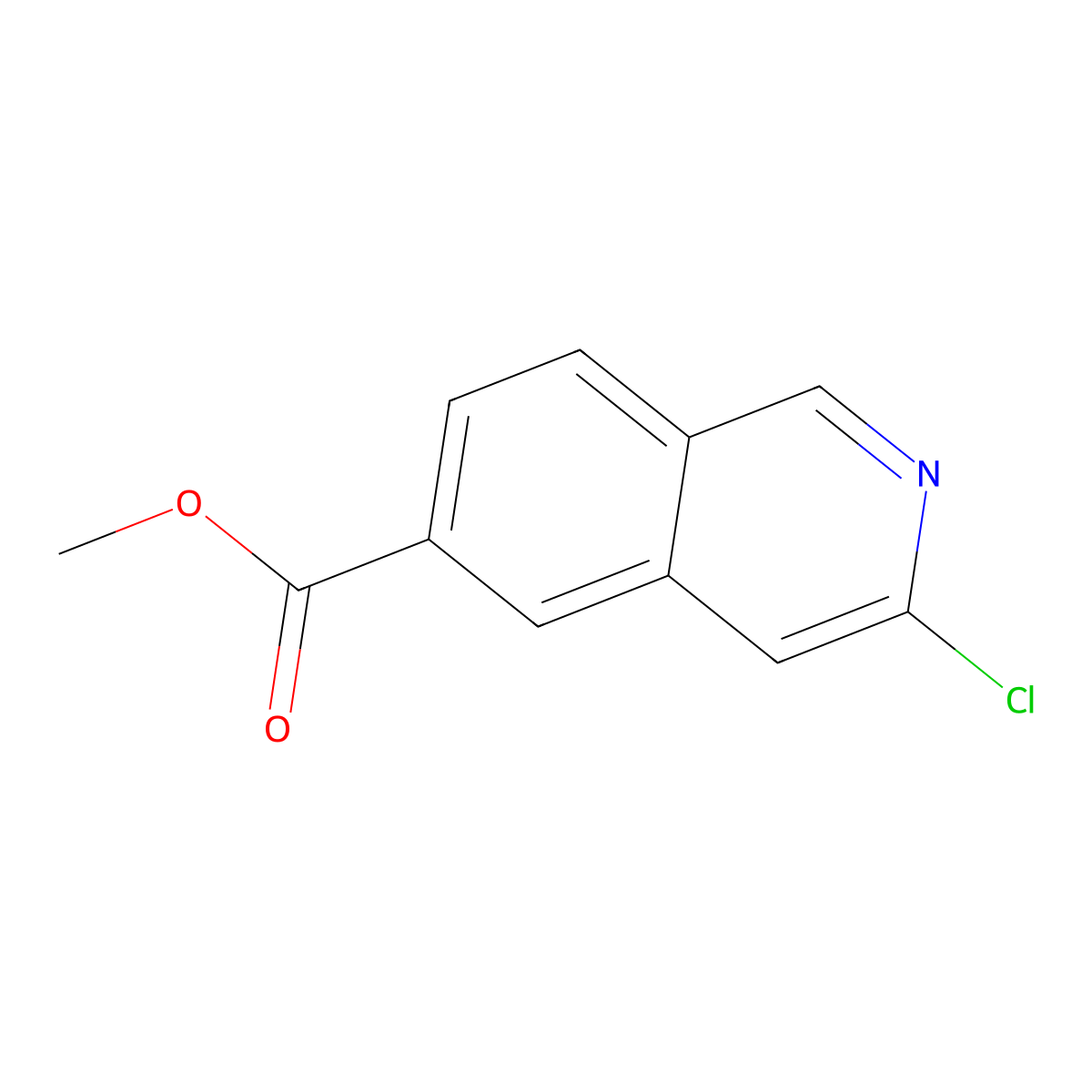 Methyl 3-chloroisoquinoline-6-carboxylate molecular structure, CAS 1416713-88-6