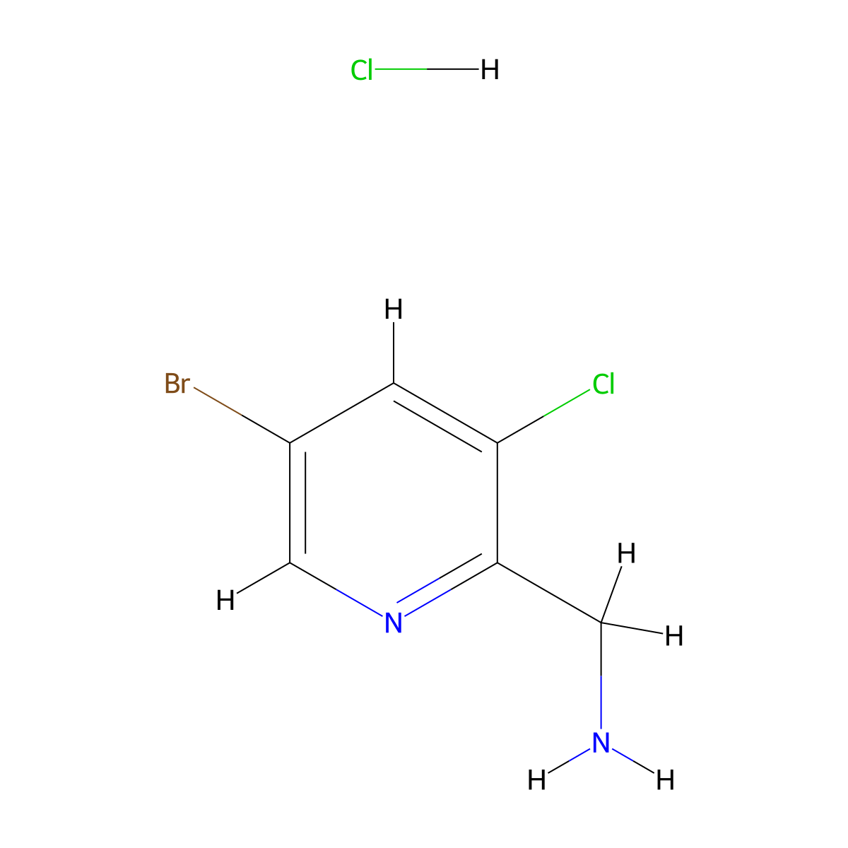 (5-Bromo-3-chloropyridin-2-yl)methanamine hydrochloride molecular structure, CAS 1416714-02-7