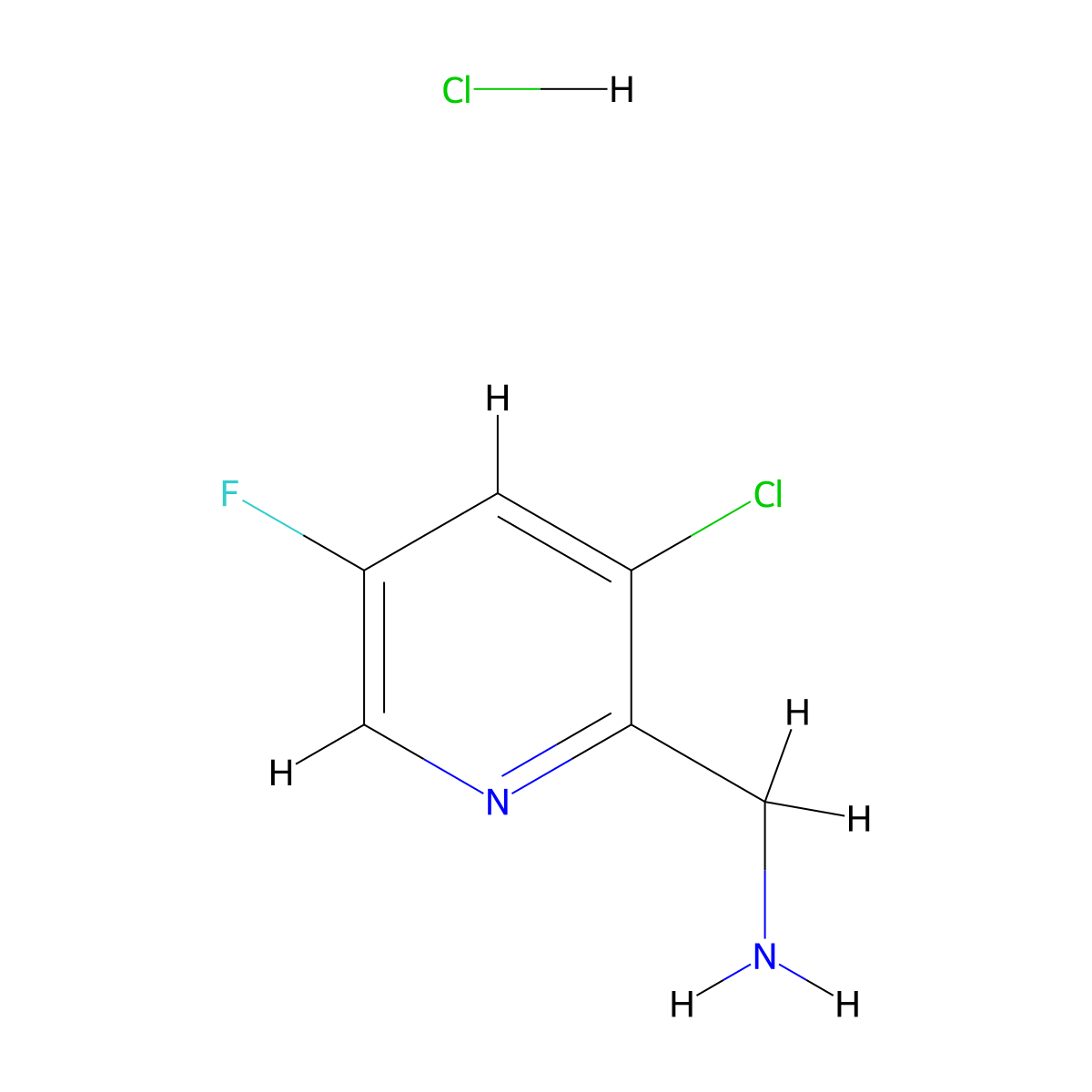 (3-Chloro-5-fluoropyridin-2-yl)methanamine hydrochloride molecular structure, CAS 1416714-11-8