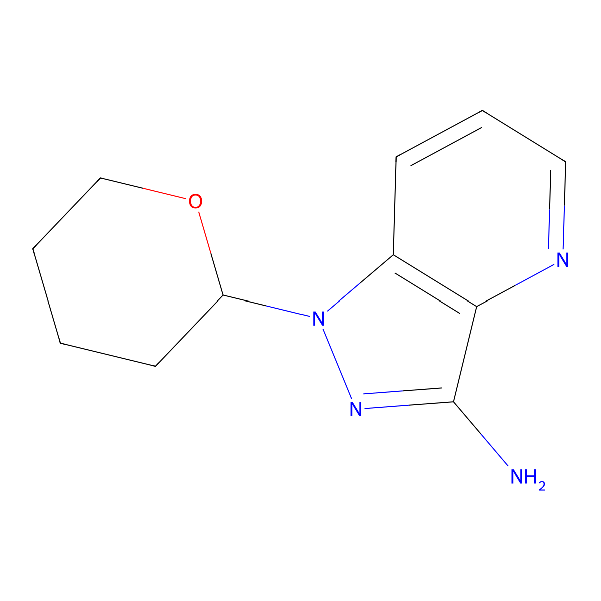 1-(tetrahydro-2H-pyran-2-yl)-1H-pyrazolo[4,3-b]pyridin-3-aMine molecular structure, CAS 1416714-53-8