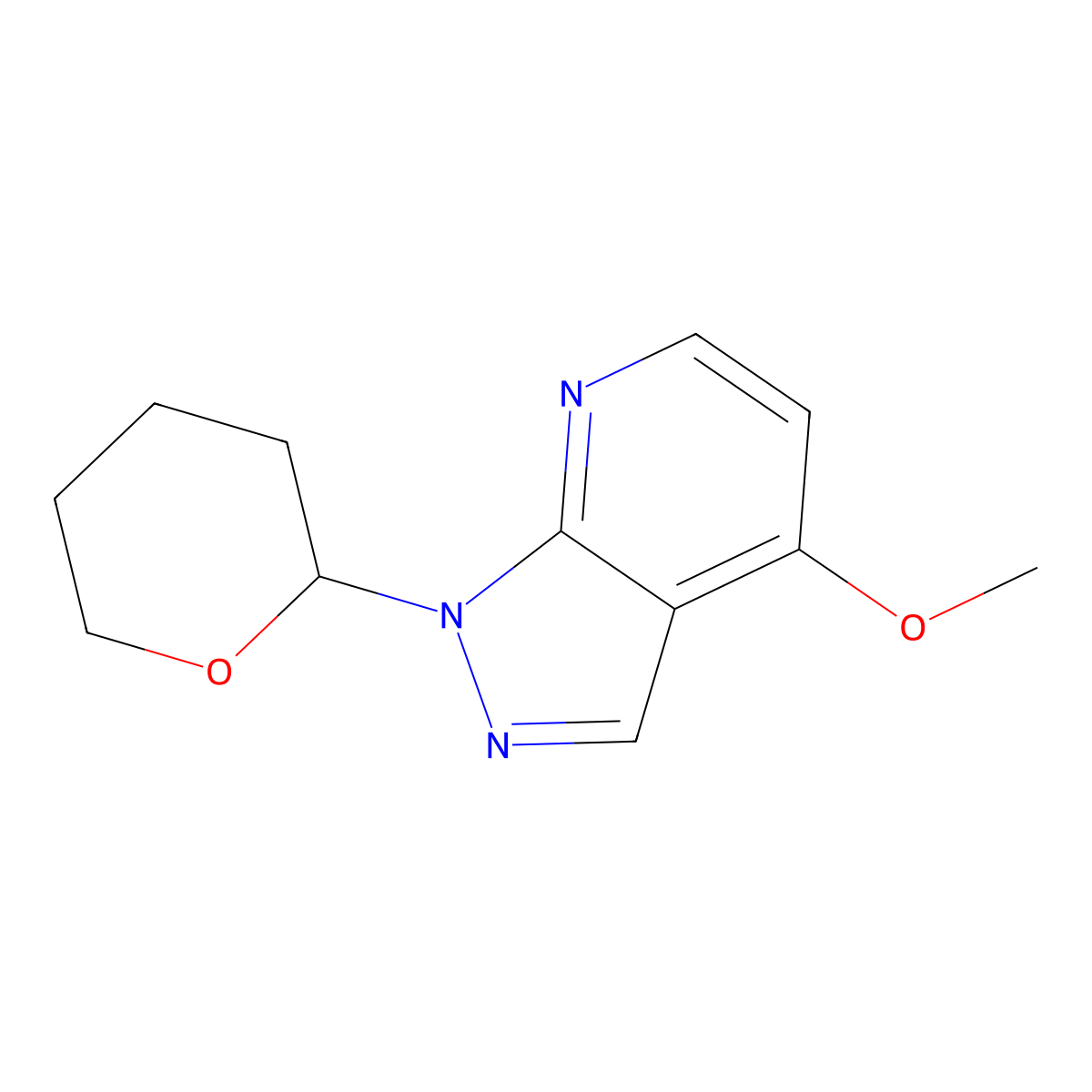 4-Methoxy-1-(tetrahydro-2H-pyran-2-yl)-1H-pyrazolo[3,4-b]pyridine molecular structure, CAS 1416714-54-9
