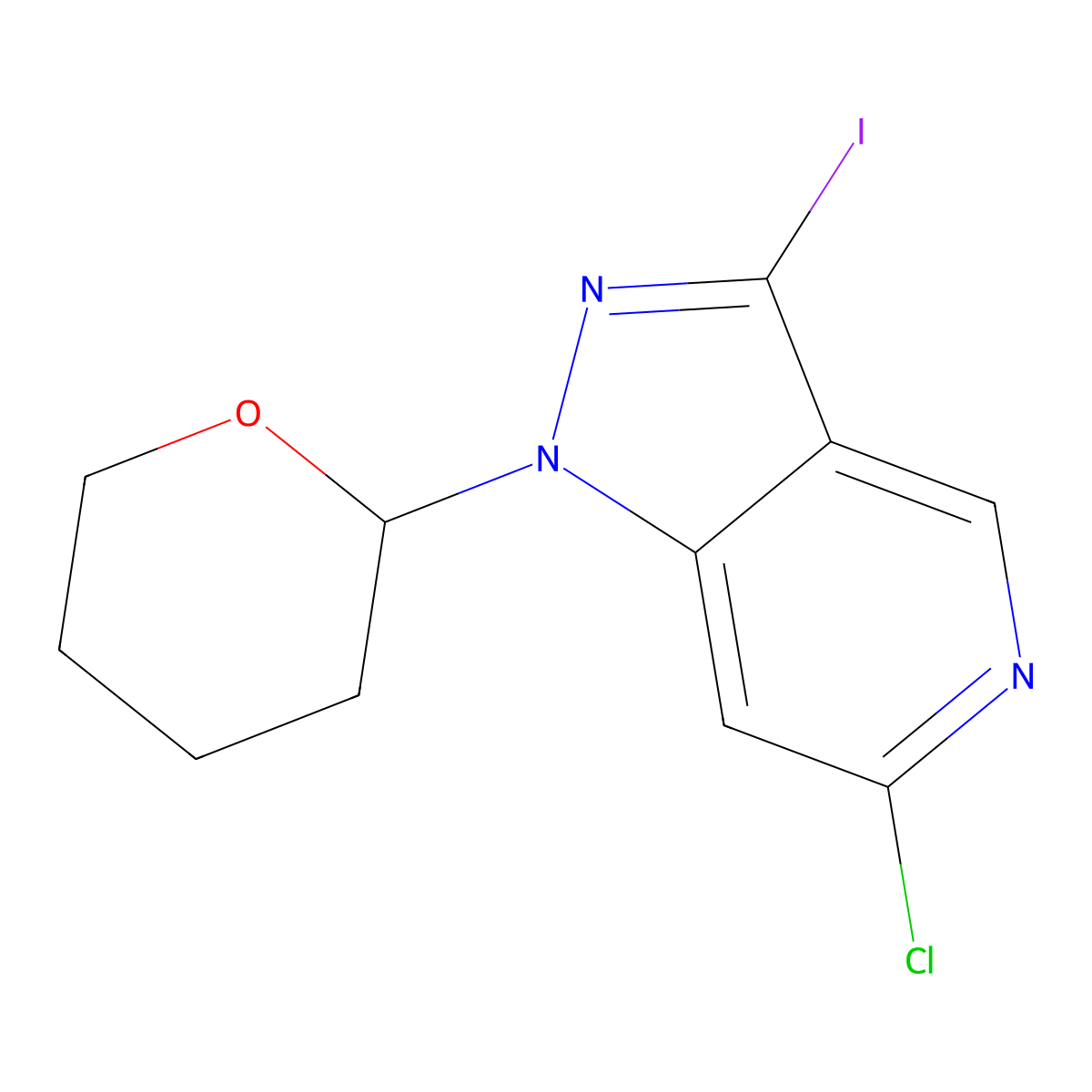6-Chloro-3-iodo-1-tetrahydropyran-2-yl-pyrazolo[4,3-c]pyridine molecular structure, CAS 1416714-59-4