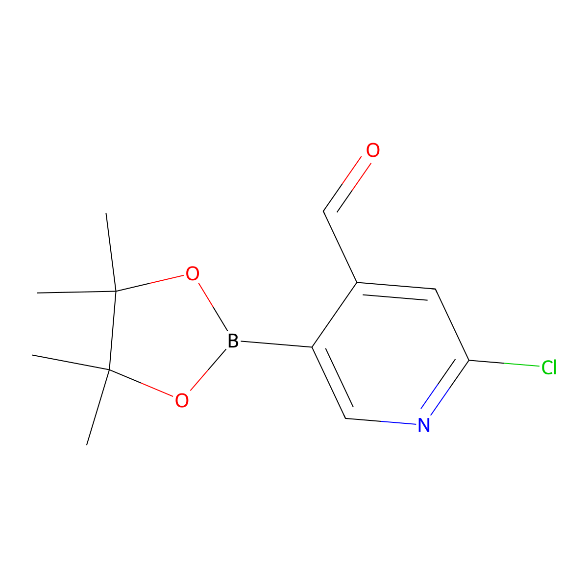 2-Chloro-5-(4,4,5,5-tetramethyl-1,3,2-dioxaborolan-2-yl)isonicotinaldehyde molecular structure, CAS 1416721-79-3