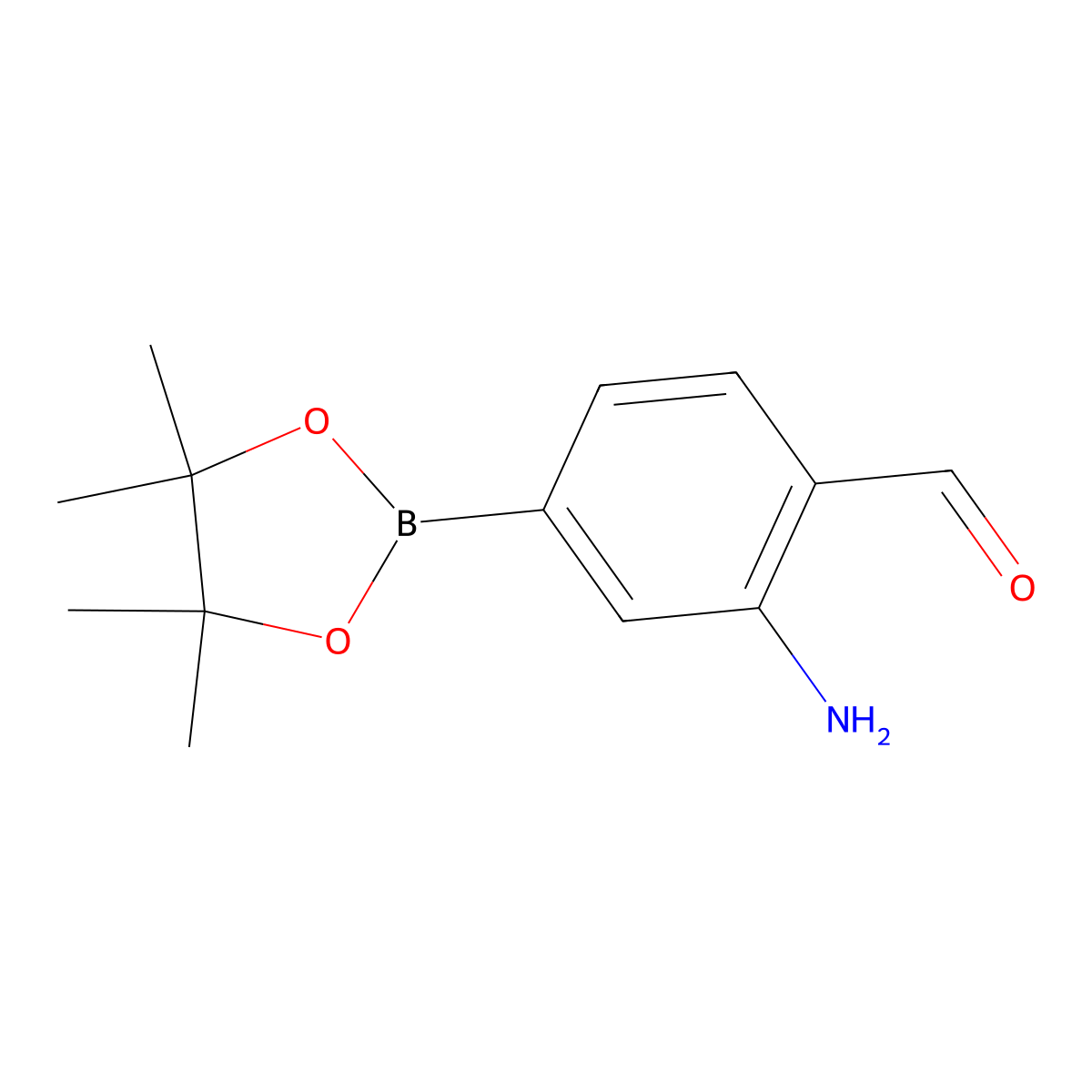 2-Amino-4-(4,4,5,5-tetramethyl-1,3,2-dioxaborolan-2-yl)benzaldehyde molecular structure, CAS 1416722-69-4