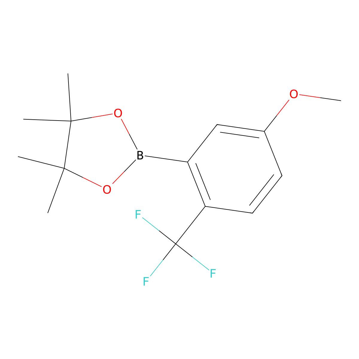 2-[5-Methoxy-2-(trifluoromethyl)phenyl]-4,4,5,5-tetramethyl-1,3,2-dioxaborolane molecular structure, CAS 1416722-70-7