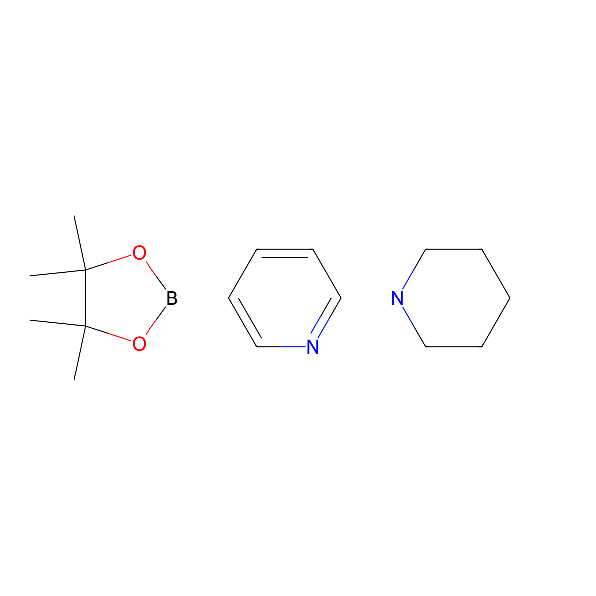 2-(4-Methylpiperidin-1-yl)-5-(4,4,5,5-tetramethyl-1,3,2-dioxaborolan-2-yl)pyridine molecular structure, CAS 1416723-31-3