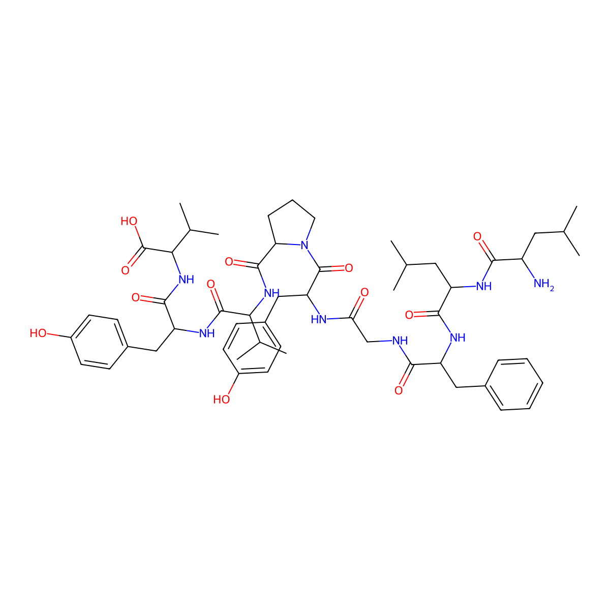(2S)-2-[[(2S)-2-[[(2S)-2-[[(2S)-1-[(2S)-2-[[2-[[(2S)-2-[[(2S)-2-[[(2S)-2-amino-4-methylpentanoyl]amino]-4-methylpentanoyl]amino]-3-phenylpropanoyl]amino]acetyl]amino]-3-(4-hydroxyphenyl)propanoyl]pyrrolidine-2-carbonyl]amino]-3-methylbutanoyl]amino]-3-(4-hydroxyphenyl)propanoyl]amino]-3-methylbutanoic acid molecular structure, CAS 141677-18-1