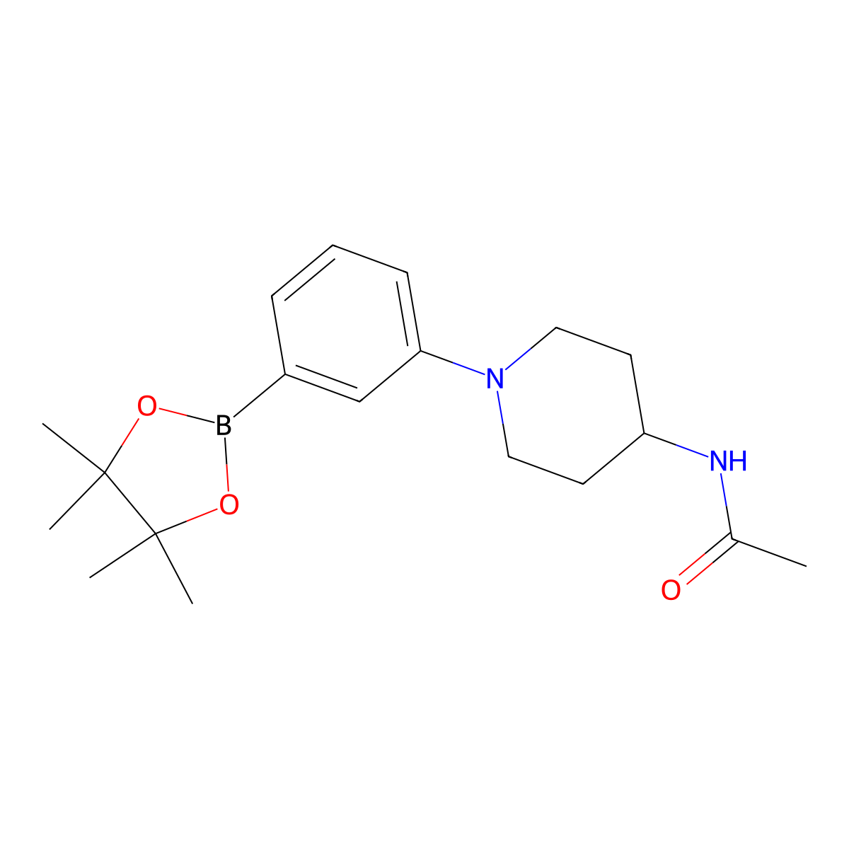 N-(1-(3-(4,4,5,5-Tetramethyl-1,3,2-dioxaborolan-2-yl)phenyl)piperidin-4-yl)acetamide molecular structure, CAS 1416775-90-0