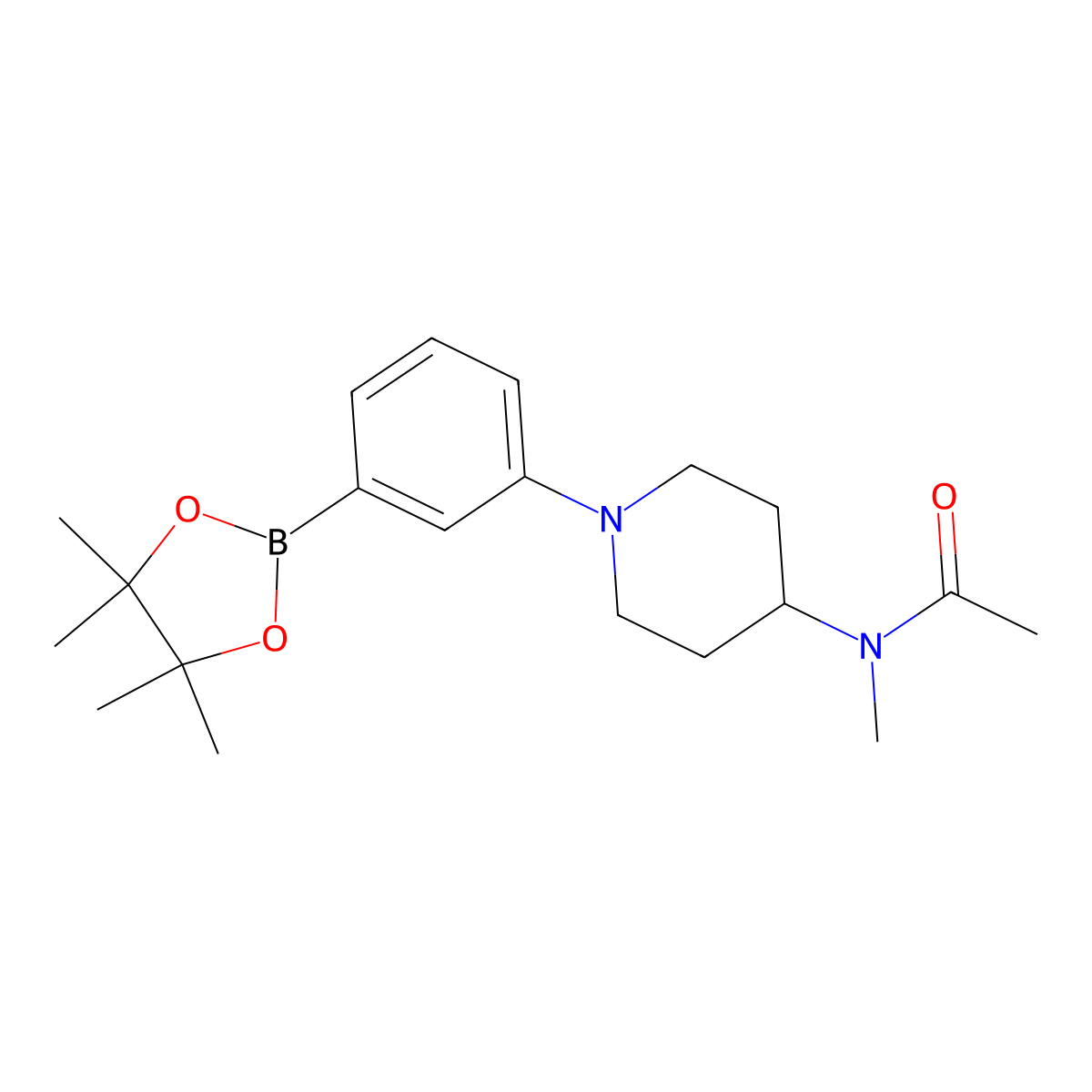 N-Methyl-N-(1-(3-(4,4,5,5-tetramethyl-1,3,2-dioxaborolan-2-yl)phenyl)piperidin-4-yl)acetamide molecular structure, CAS 1416775-97-7