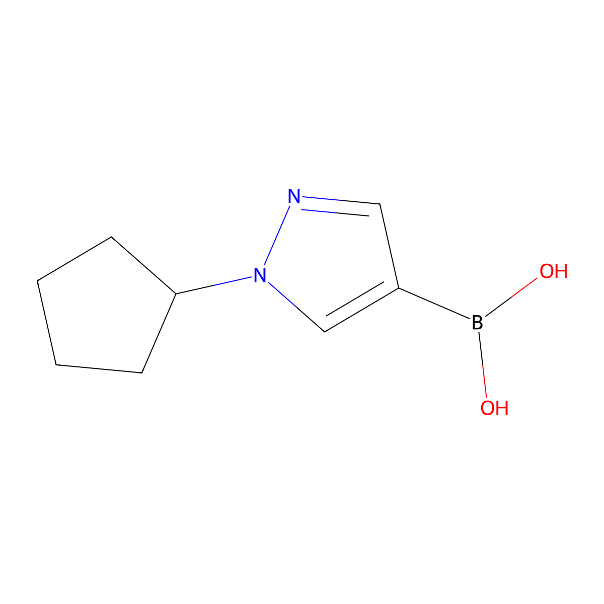 1-Cyclopentyl-1H-pyrazole-4-boronic acid molecular structure, CAS 1416786-06-5