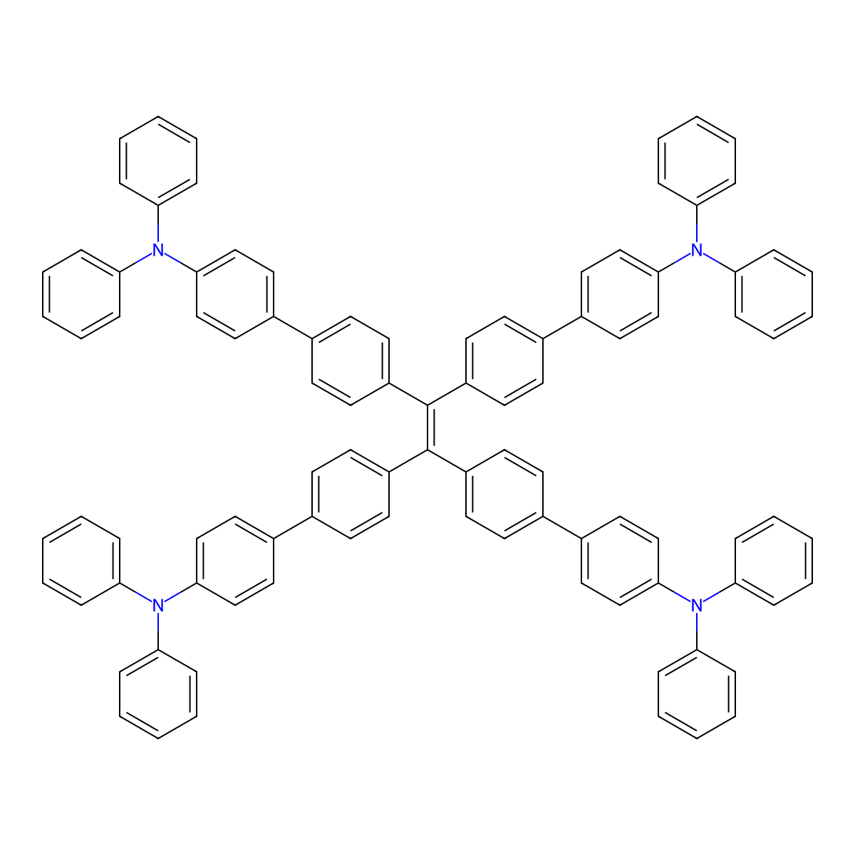 4',4''',4''''',4'''''''-(Ethene-1,1,2,2-tetrayl)tetrakis(N,N-diphenyl-[1,1'-biphenyl]-4-amine) molecular structure, CAS 1416786-56-5