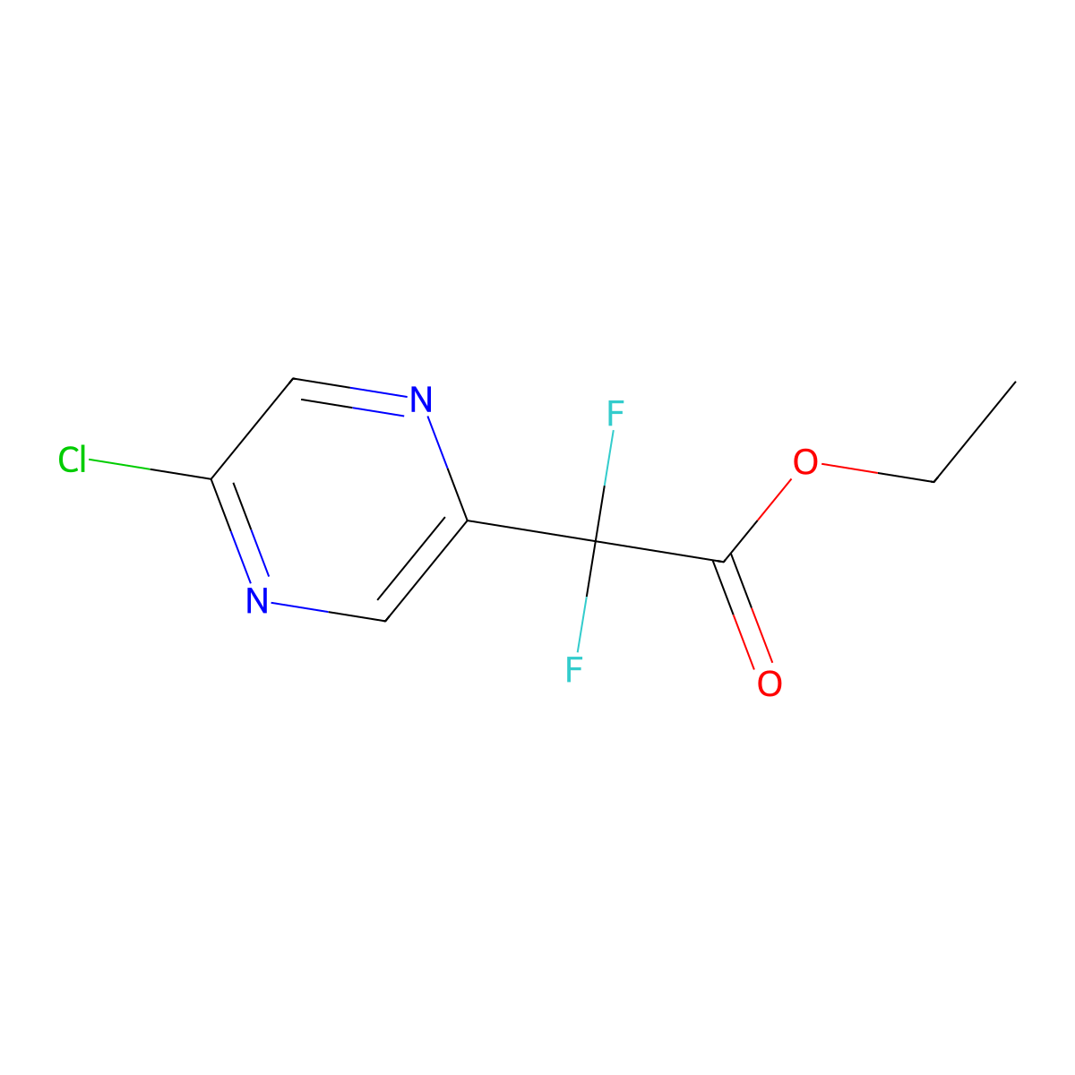 Ethyl 2-(5-chloropyrazin-2-yl)-2,2-difluoroacetate molecular structure, CAS 1416806-20-6