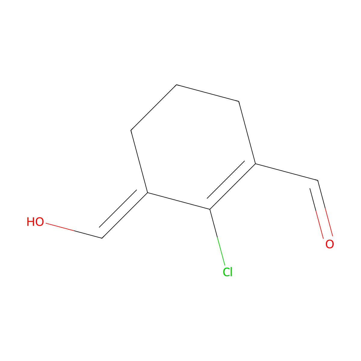 (3E)-2-chloro-3-(hydroxymethylene)cyclohexene-1-carbaldehyde molecular structure, CAS 1416808-92-8