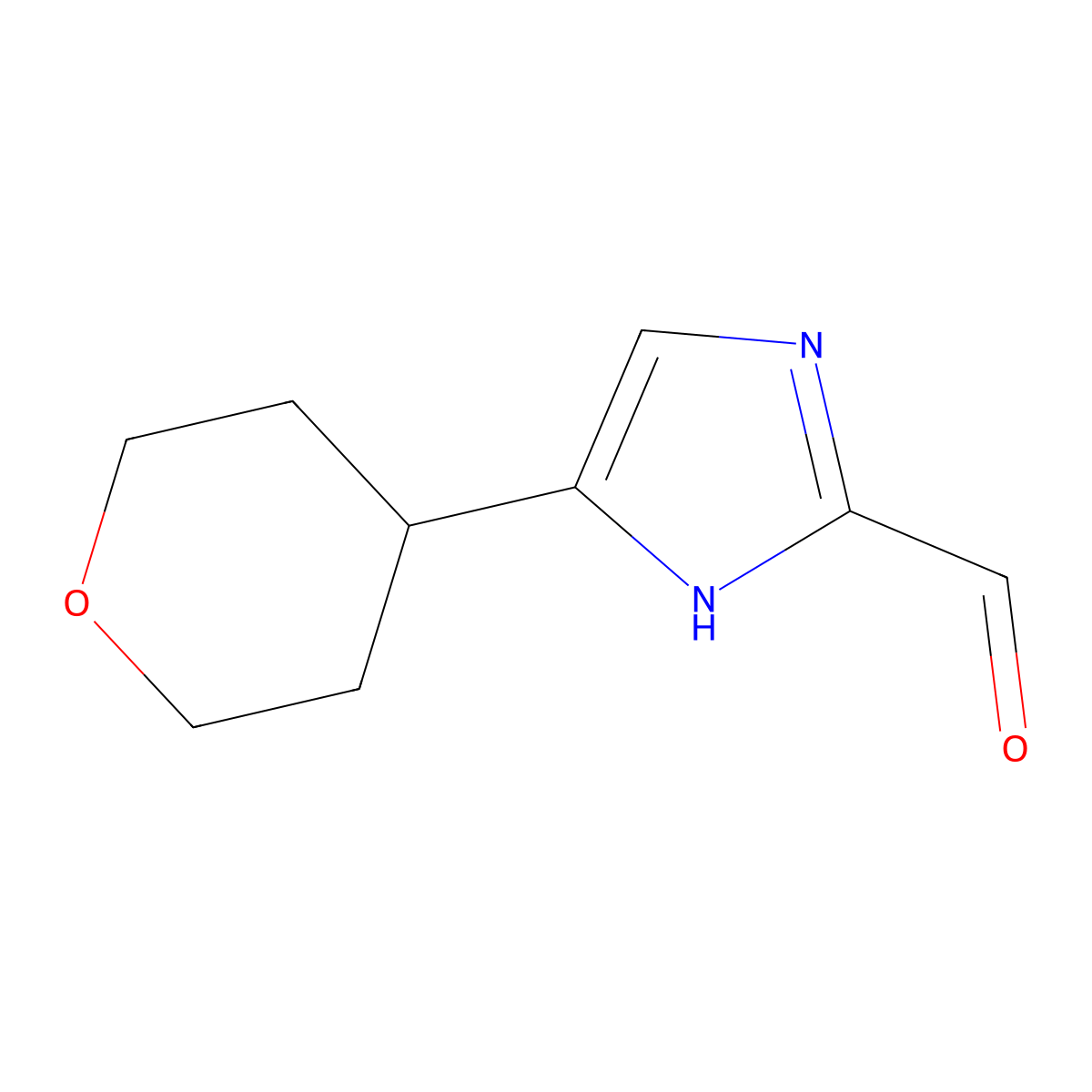 5-(oxan-4-yl)-1H-imidazole-2-carbaldehyde molecular structure, CAS 1416818-43-3