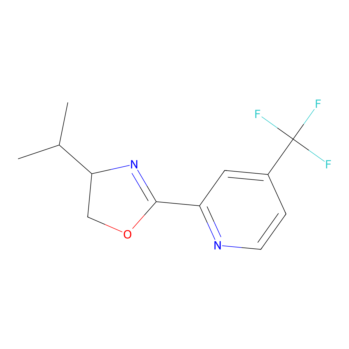 (S)-4-Isopropyl-2-(4-(trifluoromethyl)pyridin-2-yl)-4,5-dihydrooxazole molecular structure, CAS 1416820-34-2