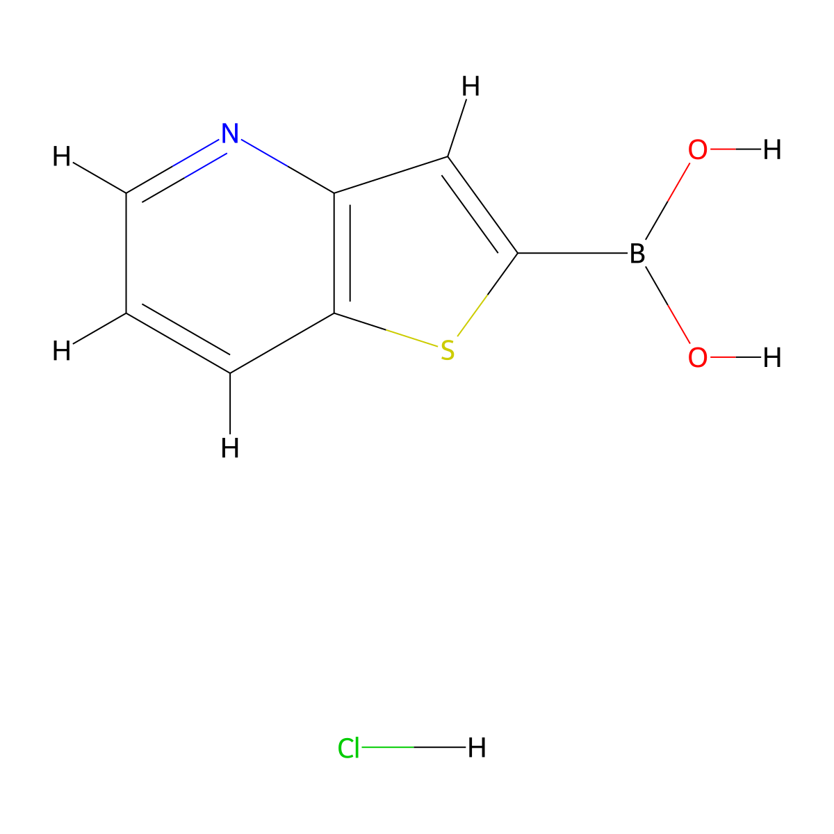 {Thieno[3,2-b]pyridin-2-yl}boronicacidhydrochloride molecular structure, CAS 1416853-87-6