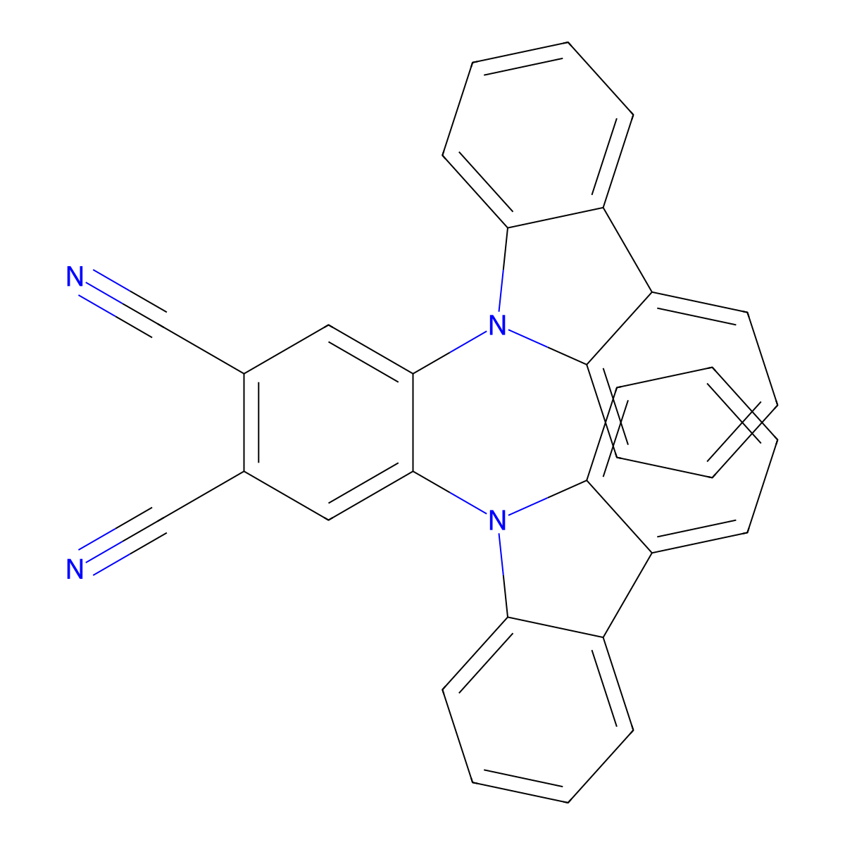 1,2-Bis(carbazol-9-yl)-4,5-dicyanobenzene molecular structure, CAS 1416881-50-9