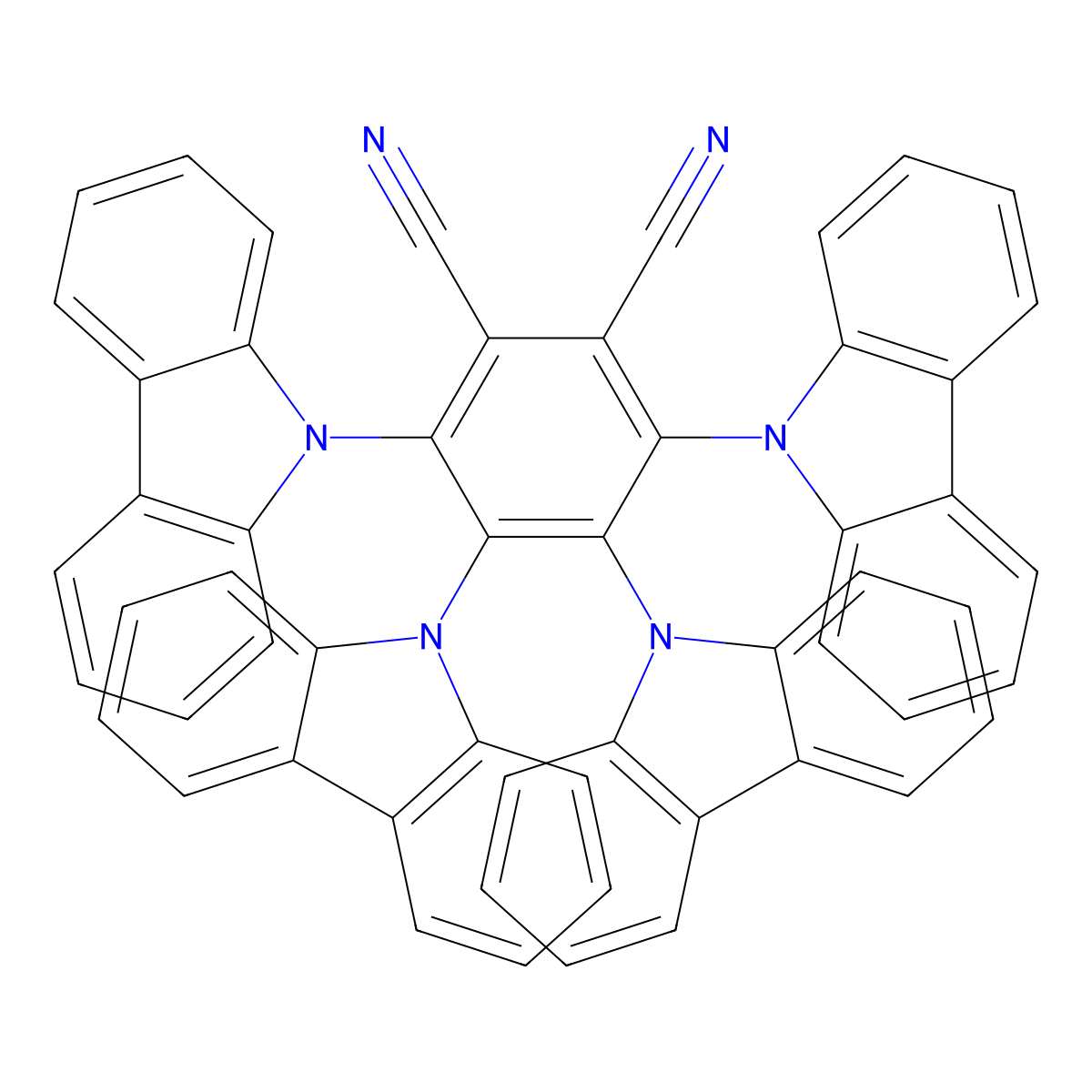 3,4,5,6-Tetra(9H-carbazol-9-yl)phthalonitrile , 4CzPN molecular structure, CAS 1416881-51-0