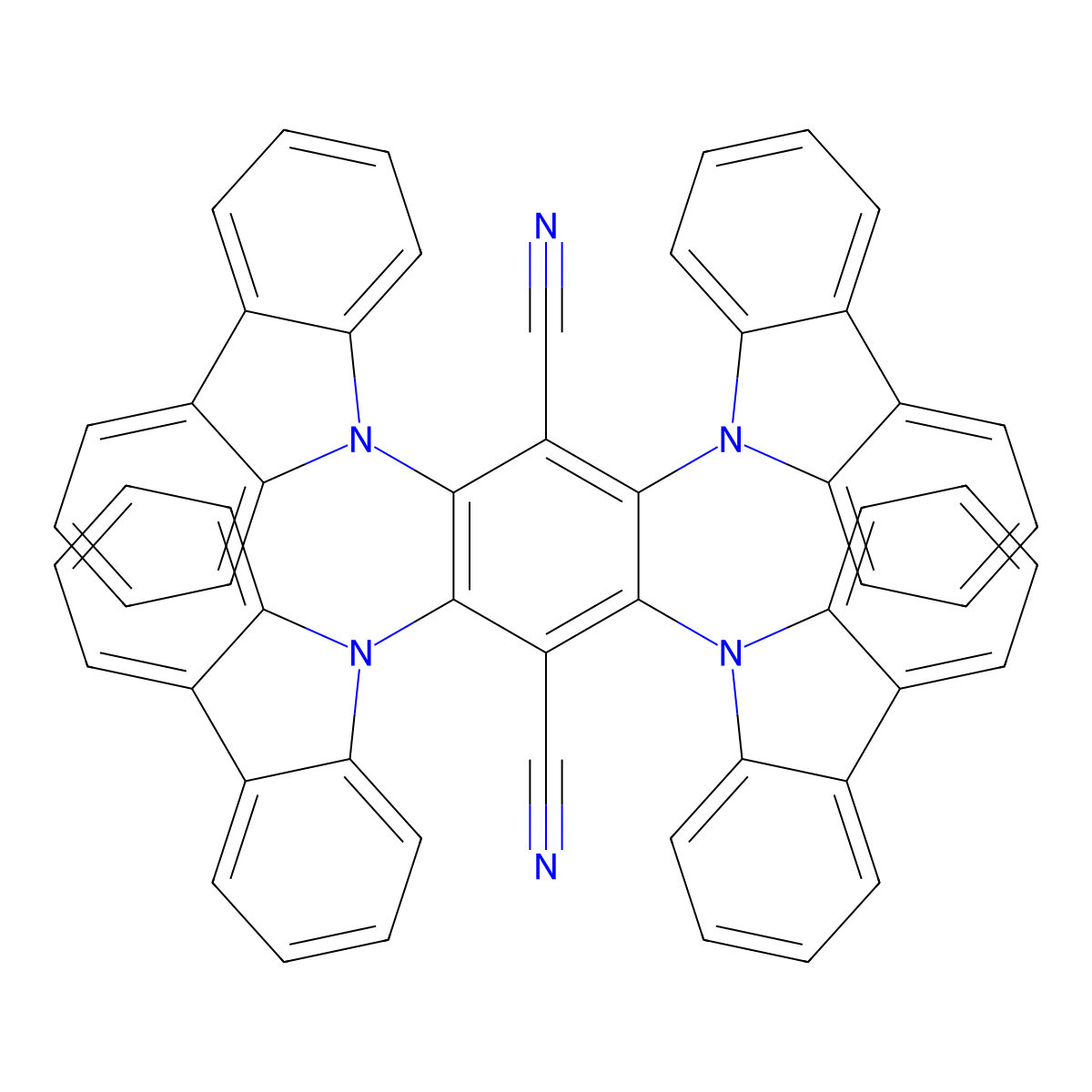 2,3,5,6-Tetra-9H-carbazol-9-yl-1,4-benzenedicarbonitrile molecular structure, CAS 1416881-53-2