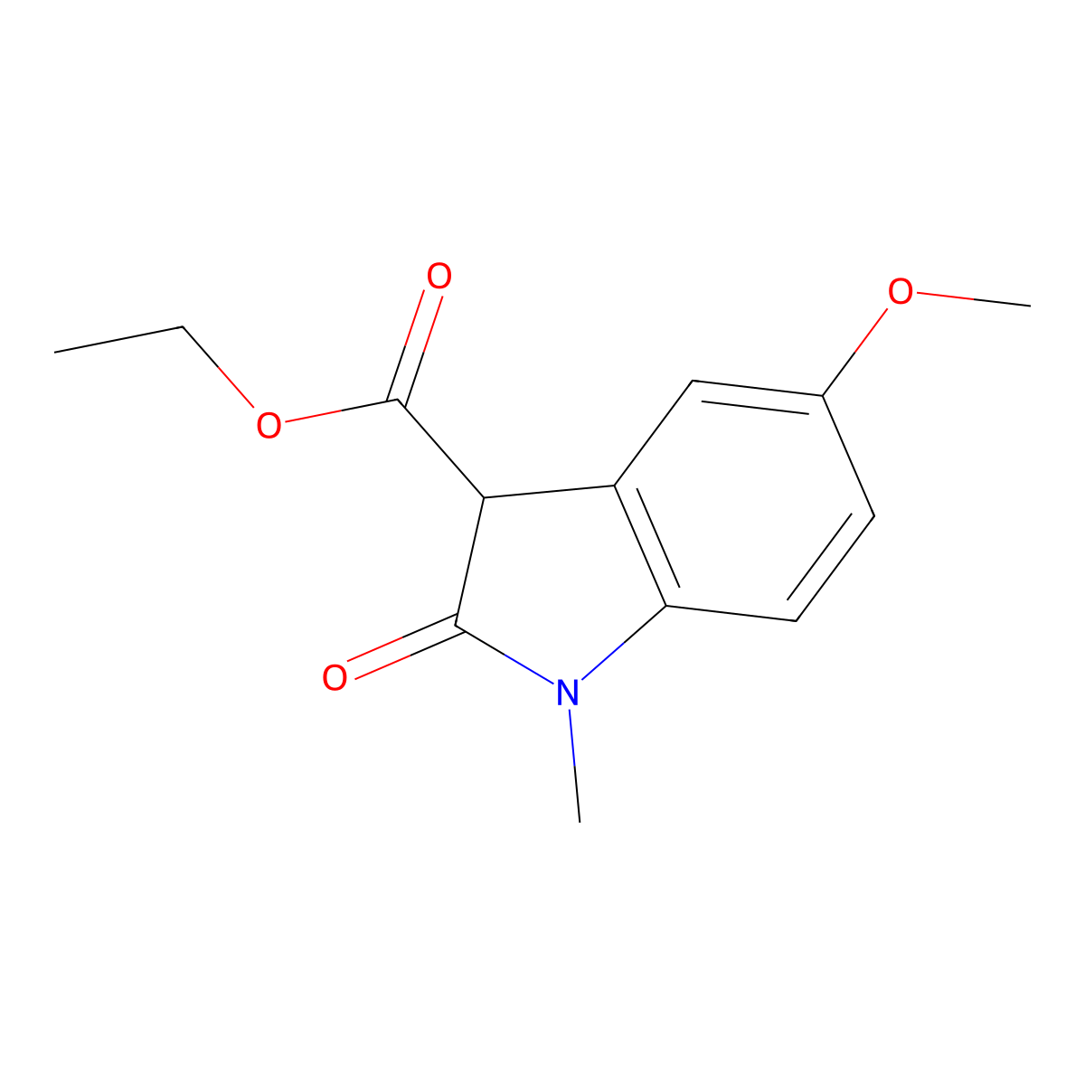 Ethyl 5-methoxy-1-methyl-2-oxoindoline-3-carboxylate molecular structure, CAS 1416881-88-3