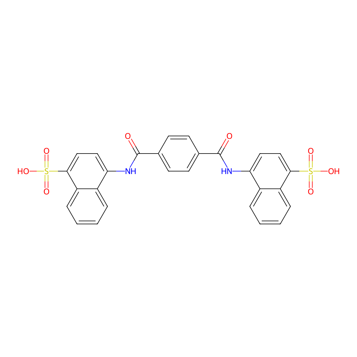 4-[[4-[(4-Sulfonaphthalen-1-yl)carbamoyl]benzoyl]amino]naphthalene-1-sulfonic acid molecular structure, CAS 14169-64-3