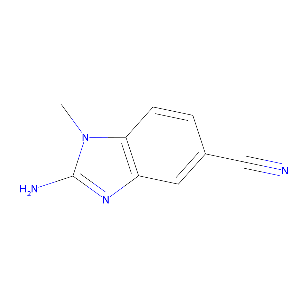 1H-Benzimidazole-5-carbonitrile, 2-amino-1-methyl- molecular structure, CAS 141691-41-0