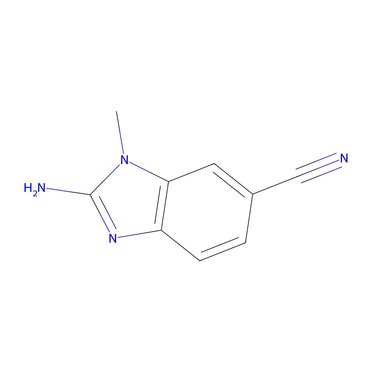 1H-Benzimidazole-6-carbonitrile, 2-amino-1-methyl- molecular structure, CAS 141691-42-1