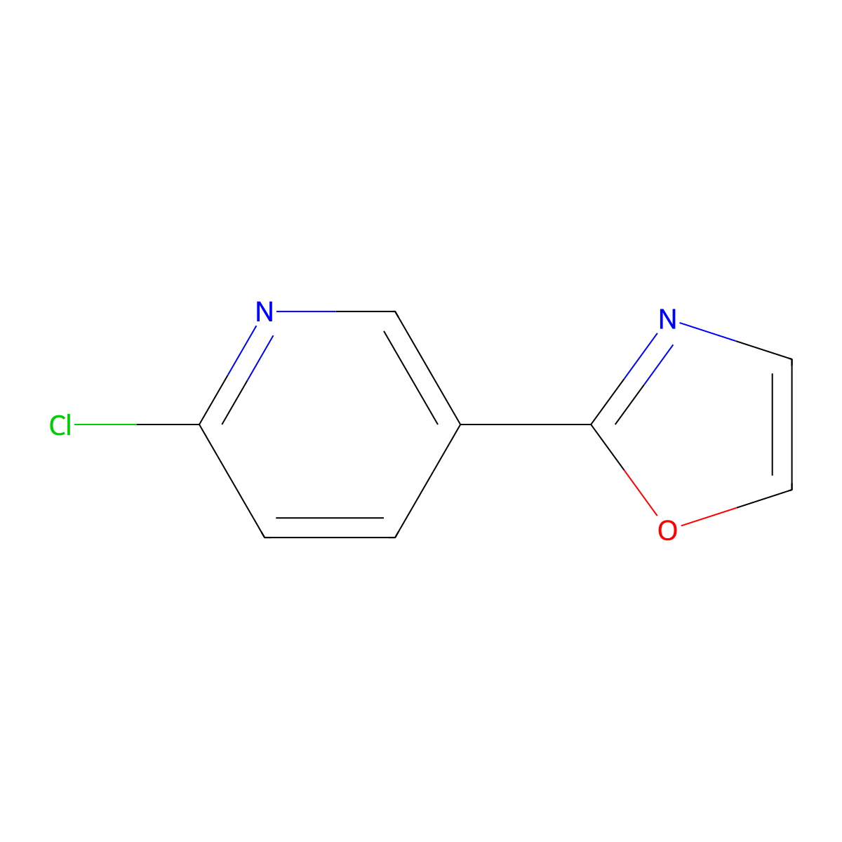 2-Chloro-5-(1,3-oxazol-2-yl)pyridine molecular structure, CAS 1416914-00-5