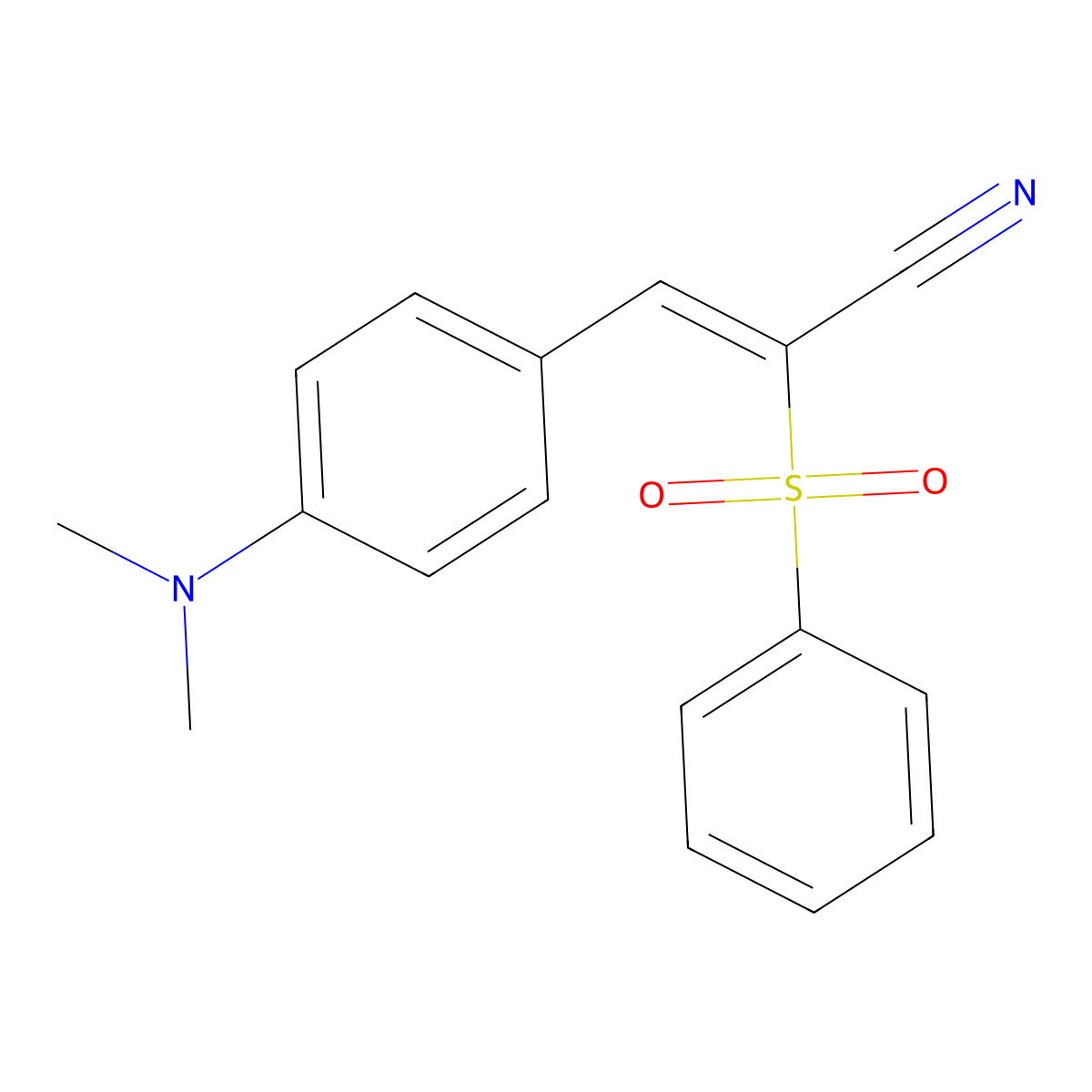 (2E)-2-(benzenesulfonyl)-3-[4-(dimethylamino)phenyl]prop-2-enenitrile molecular structure, CAS 141692-09-3